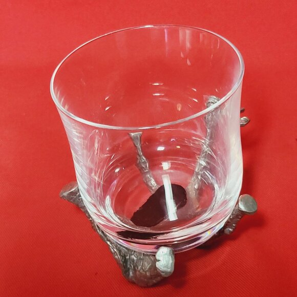 Vintage Frankli Wild Pewter Giraffe Base Clear Glass Tumbler Whiskey Glass - Picture 16 of 17